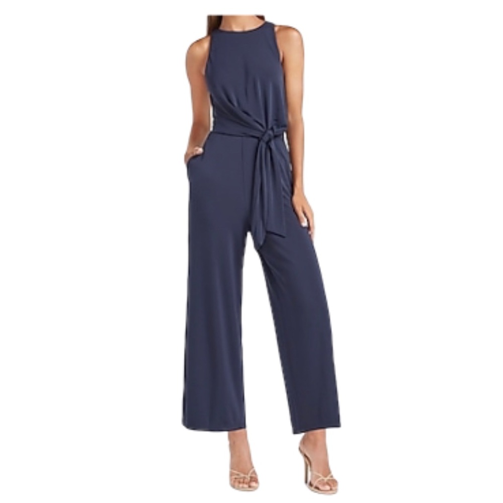 EXPRESS Navy Blue High Neck Culotte Jumpsuit M NWT